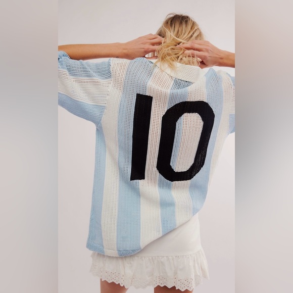 Free People Tops - FORTYTWO Free People Messi 10 Argentina Stripe Jersey Top